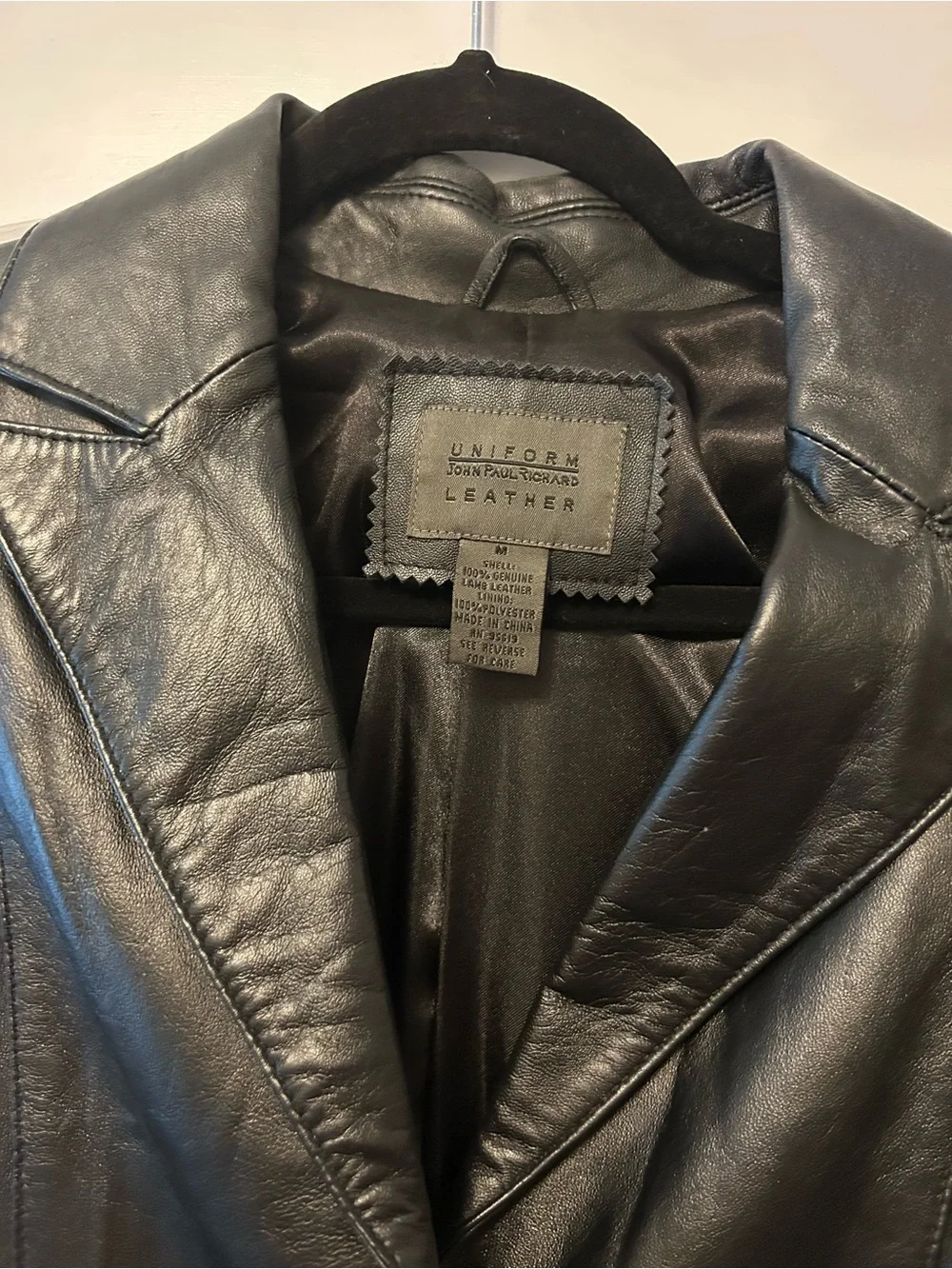 VINTAGE Genuine Leather Blazer Jacket - Black - Picture 2 of 6